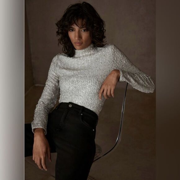 Mint Velvet Cream Sequin Polo Top size XL NWT in packaging - Picture 1 of 8